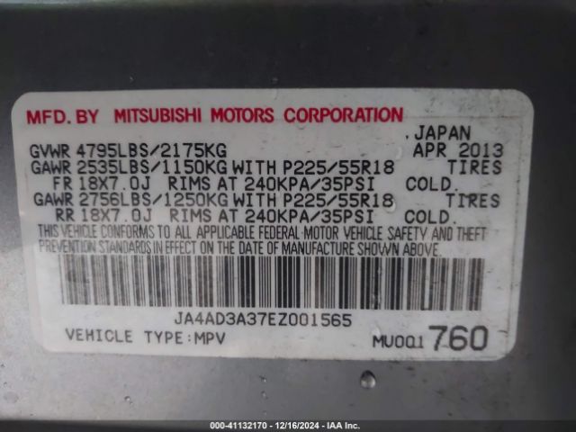 JA4AD3A37EZ001565 Mitsubishi Outlander Se
