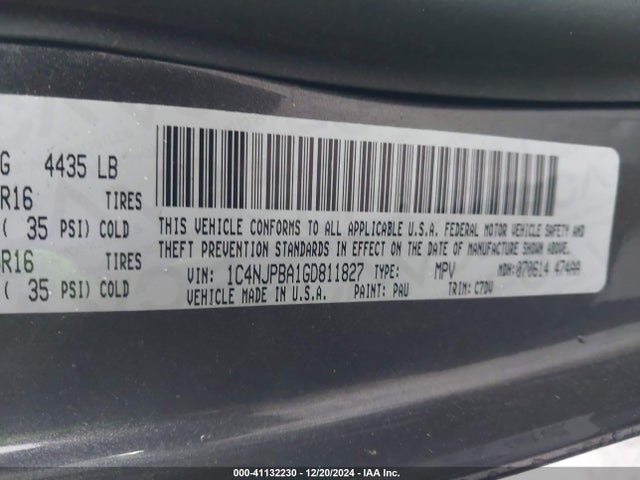 1C4NJPBA1GD811827 Jeep Patriot Sport