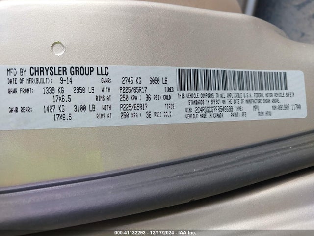 Dodge Grand Caravan Sxt 2015 2C4RDGCG7FR548699 Image 9