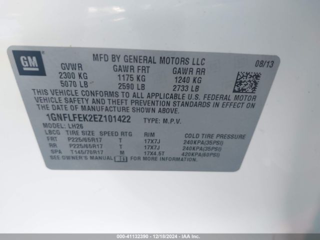 1GNFLFEK2EZ101422 Chevrolet EQUINOX 1LT