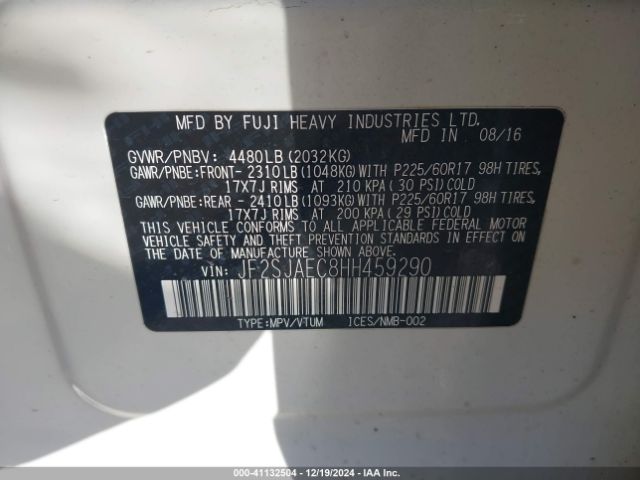 JF2SJAEC8HH459290 Subaru Forester 2.5i Premium