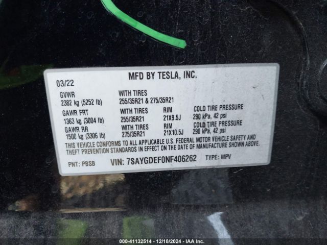 7SAYGDEF0NF406262 Tesla Model Y Performance Dual Motor All-wheel Drive
