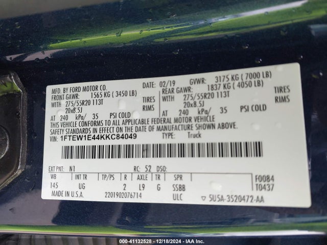 Ford F-150 Xlt 2019 1FTEW1E44KKC84049 Image 9
