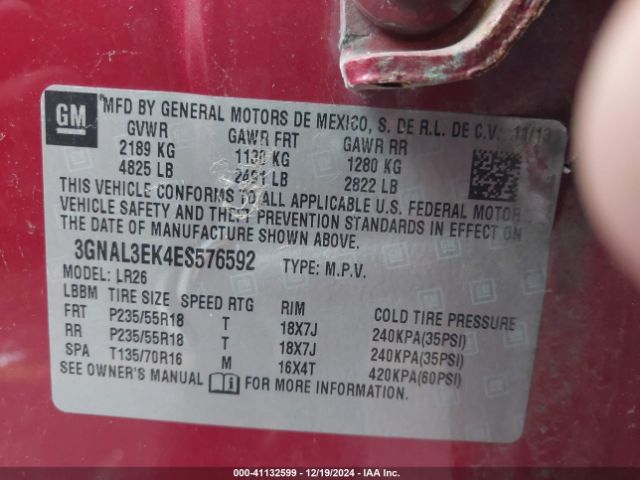 3GNAL3EK4ES576592 Chevrolet Captiva Sport Lt