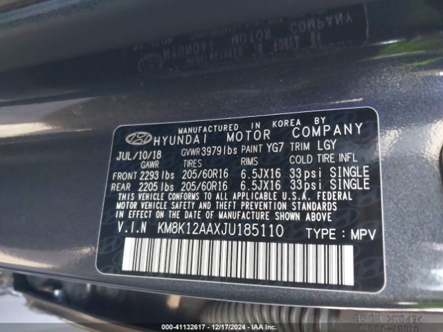 KM8K12AAXJU185110 Hyundai Kona Se