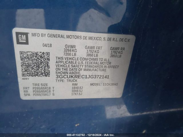 3GCUKREC1JG372141 Chevrolet Silverado 1500 1lt