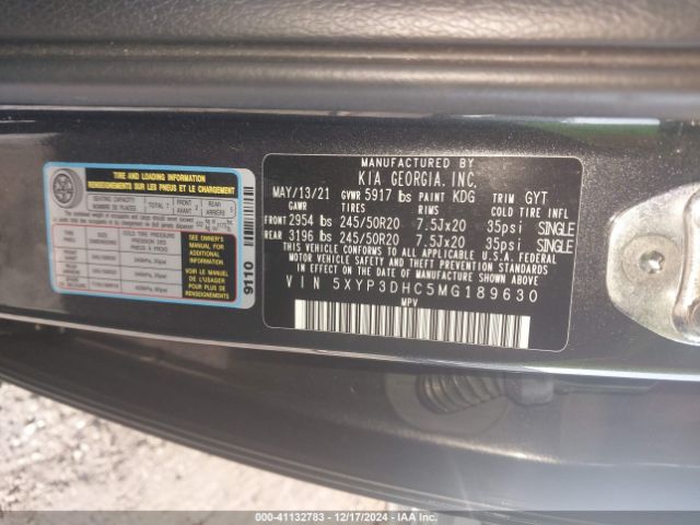 5XYP3DHC5MG189630 KIA Telluride Ex