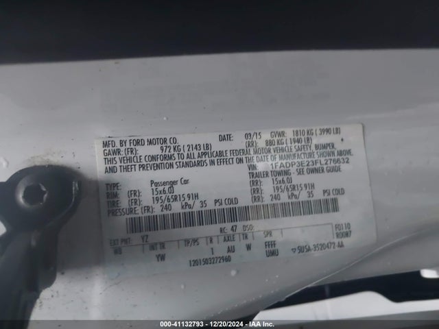 1FADP3E23FL276632 Ford FOCUS S