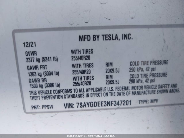 2022 TESLA MODEL Y 7SAYGDEE3NF347201 Photo 8