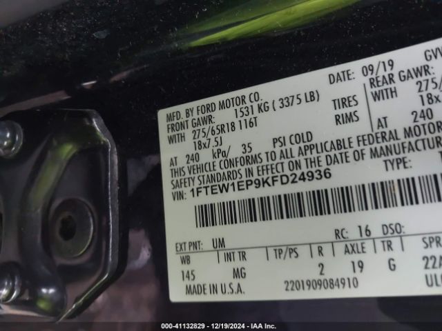 1FTEW1EP9KFD24936 Ford F-150 Xlt