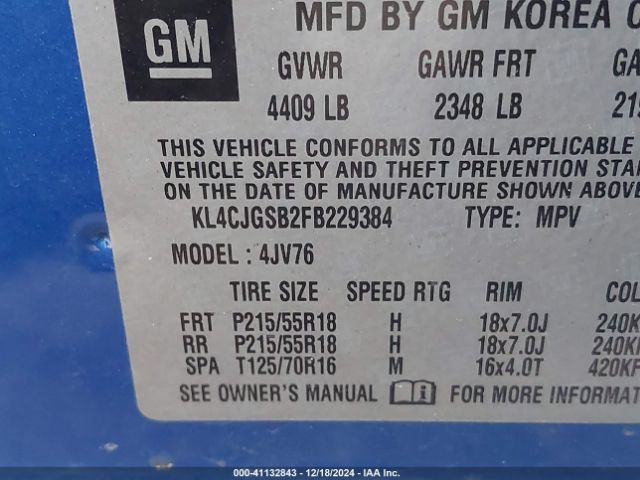 KL4CJGSB2FB229384 Buick Encore Leather