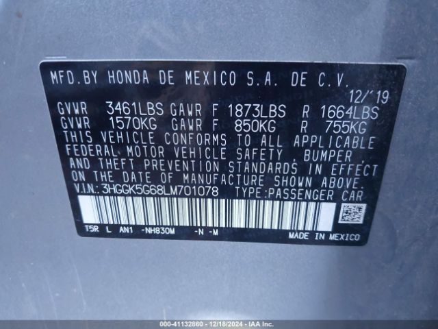 3HGGK5G68LM701078 Honda Fit Sport