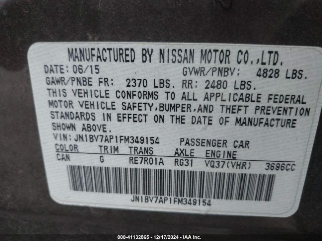 JN1BV7AP1FM349154 Infiniti Q50 Premium