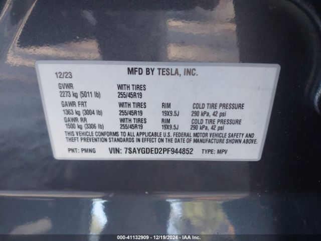 7SAYGDED2PF944852 Tesla Model Y Rwd