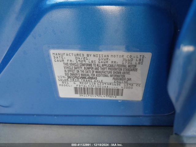 3N1CP5CV9ML499843 Nissan Kicks Sv Xtronic Cvt