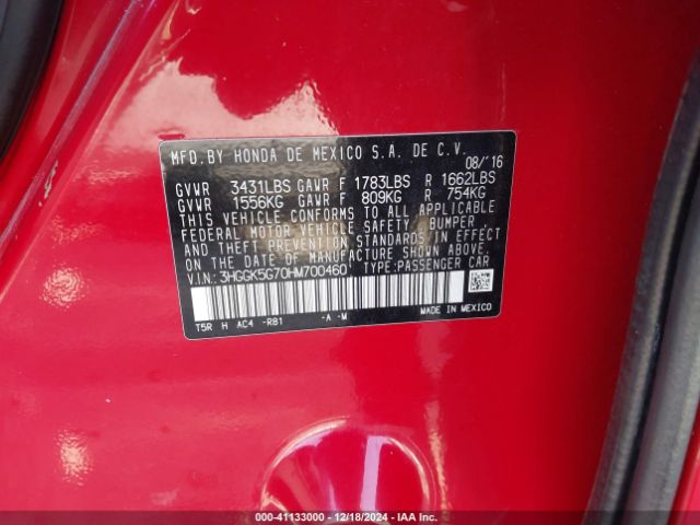3HGGK5G70HM700460 Honda FIT EX