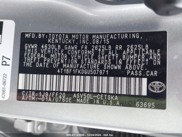 4T1BF1FK0GU507971 Toyota CAMRY SE