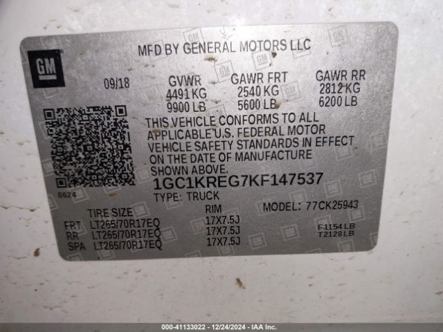 1GC1KREG7KF147537 Chevrolet Silverado 2500hd Wt