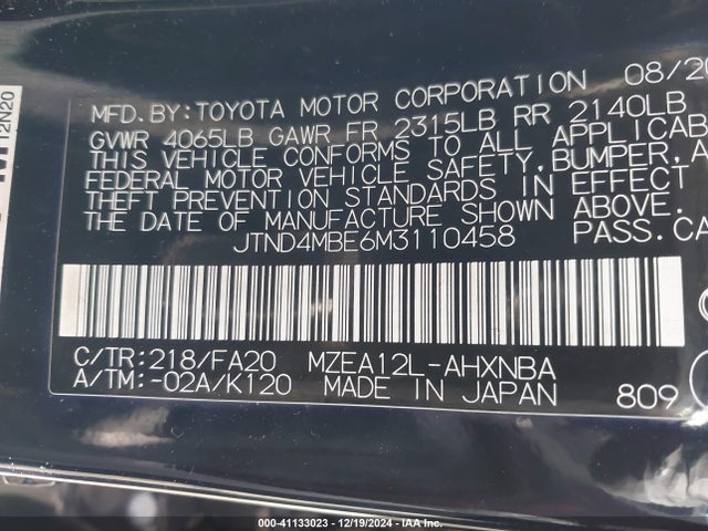Toyota Corolla Se Nightshade Edition 2021 JTND4MBE6M3110458 Image 9
