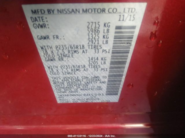 5N1AR2MN4GC605591 Nissan Pathfinder Sl