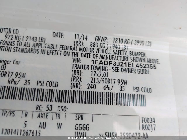 Ford Focus Titanium 2014 1FADP3J21EL452355 Image 9