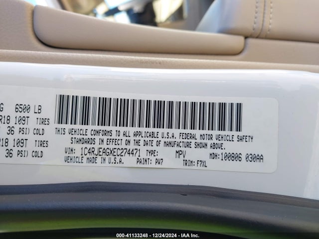 1C4RJEAGXEC274471 Jeep Grand Cherokee Laredo