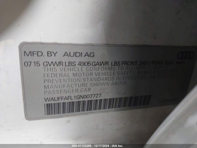 WAUFFAFL1GN007727 Audi A4 2.0t Premium