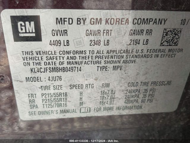 KL4CJFSM8HB049714 Buick Encore Preferred Ii