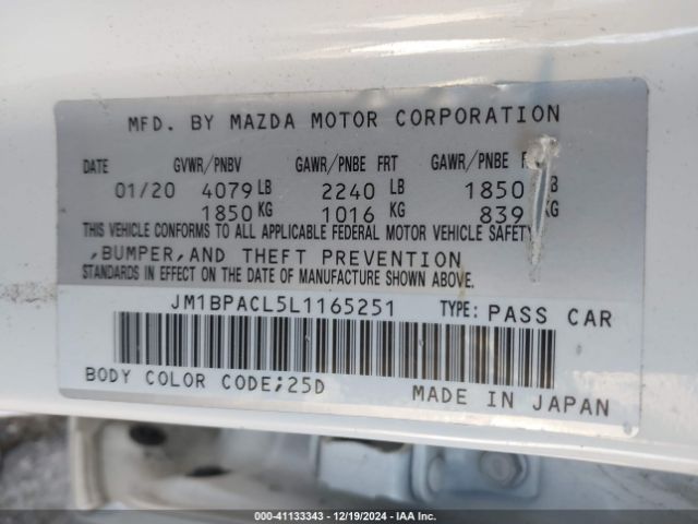 JM1BPACL5L1165251 Mazda Mazda3 Select Package