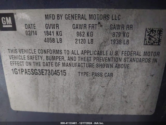 Chevrolet Cruze Ls Auto 2014 1G1PA5SG3E7304515 Image 9