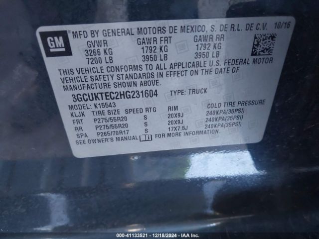 3GCUKTEC2HG231604 Chevrolet Silverado 1500 High Country
