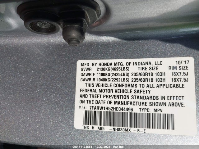 Honda CR-V EX 2017 7FARW1H52HE044496 Image 9