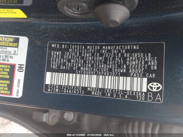Toyota COROLLA SE 2019 5YFBURHE7KP863971 Image 9