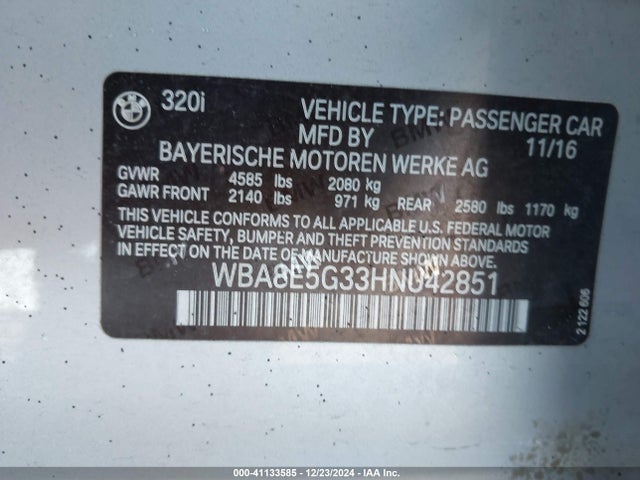 WBA8E5G33HNU42851 BMW 320i Xdrive