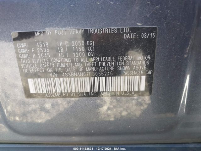 4S3BNAN67F3056246 Subaru Legacy 2.5i Limited