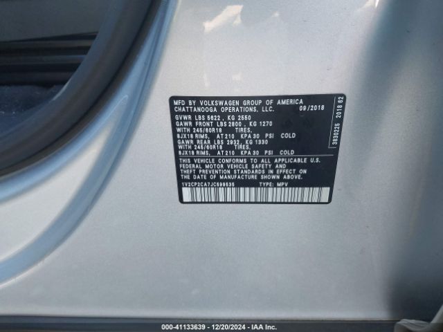 1V2CP2CA7JC599535 Volkswagen Atlas 2.0t Se