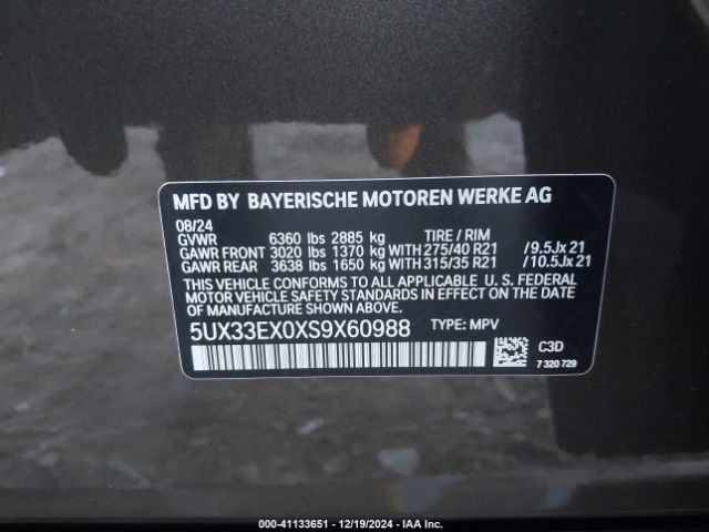 5UX33EX0XS9X60988 BMW X6 Xdrive40i