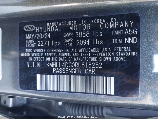 KMHLL4DG0RU818252 Hyundai ELANTRA SE