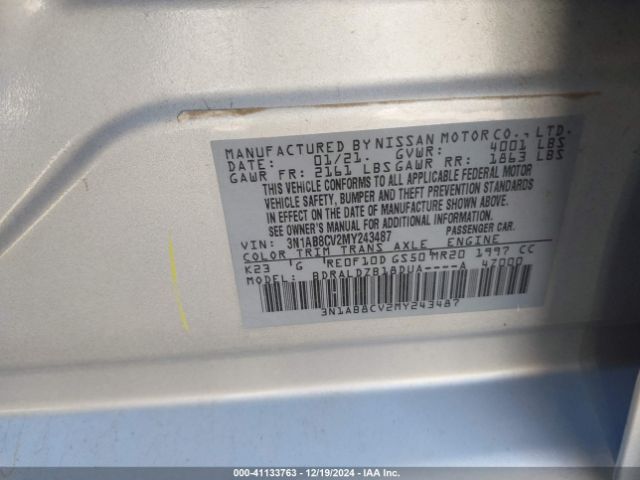 3N1AB8CV2MY243487 Nissan Sentra Sv Xtronic Cvt