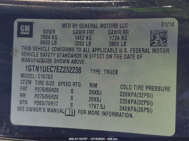 1GTN1UEC7EZ232238 GMC Sierra 1500 Sle