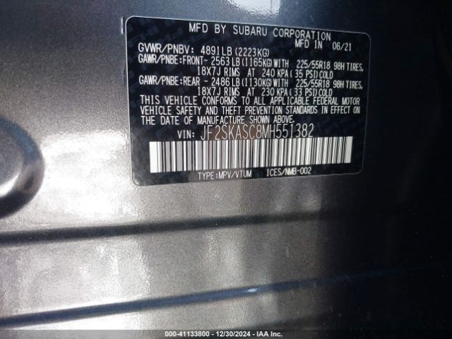JF2SKASC8MH551382 Subaru Forester Limited