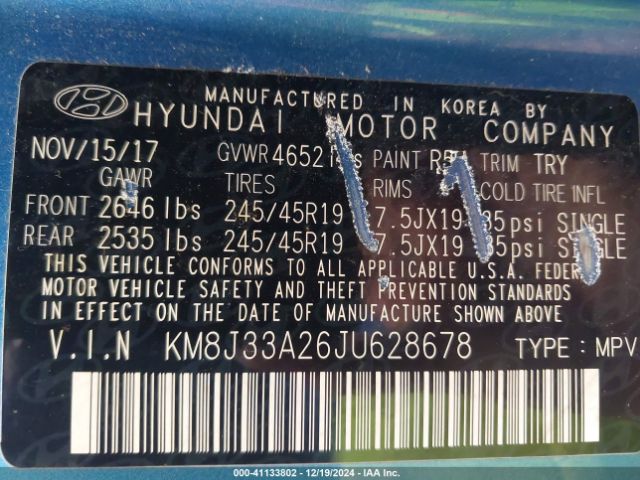 KM8J33A26JU628678 Hyundai Tucson Value