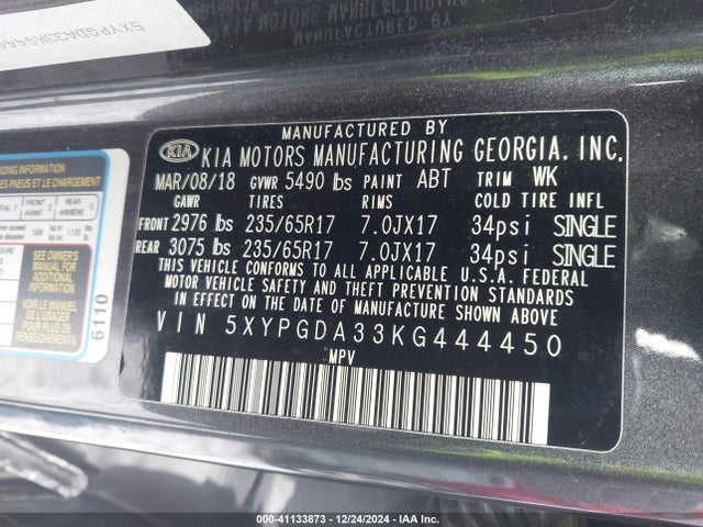 5XYPGDA33KG444450 KIA gdi theta-ii