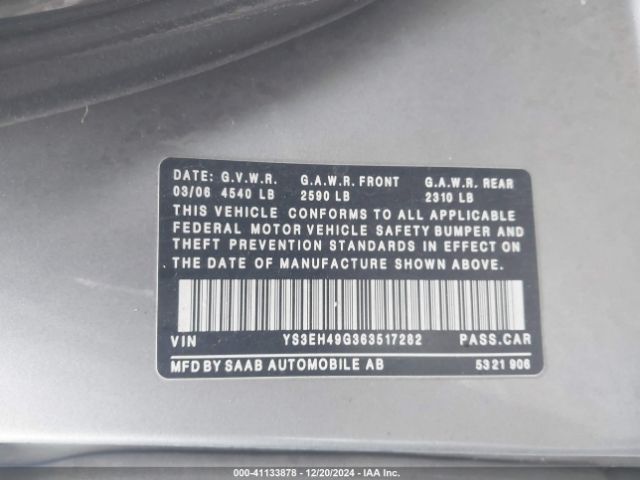 2006 SAAB 9-5 YS3EH49G363517282 Photo 8
