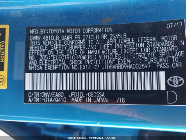 JTDBVRBD9HA002897 Toyota Mirai