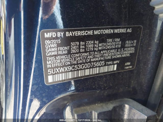 5UXWX9C53G0D75605 BMW X3 Xdrive28i