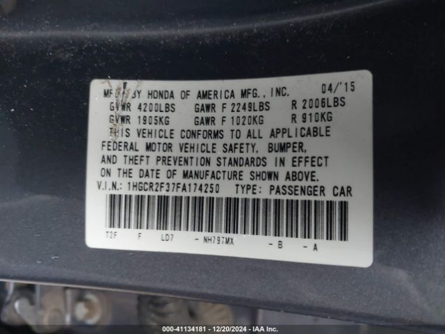 1HGCR2F37FA174250 Honda ACCORD LX