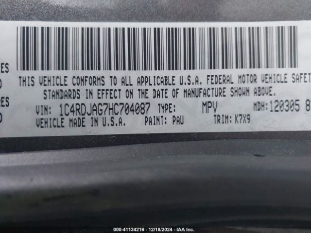 1C4RDJAG7HC704087 Dodge Durango Sxt Awd