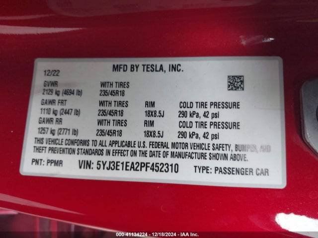 2023 TESLA MODEL 3 5YJ3E1EA2PF452310 Photo 8