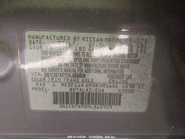 Nissan Versa 1.6 S+ 2017 3N1CN7AP2HL865959 Image 9